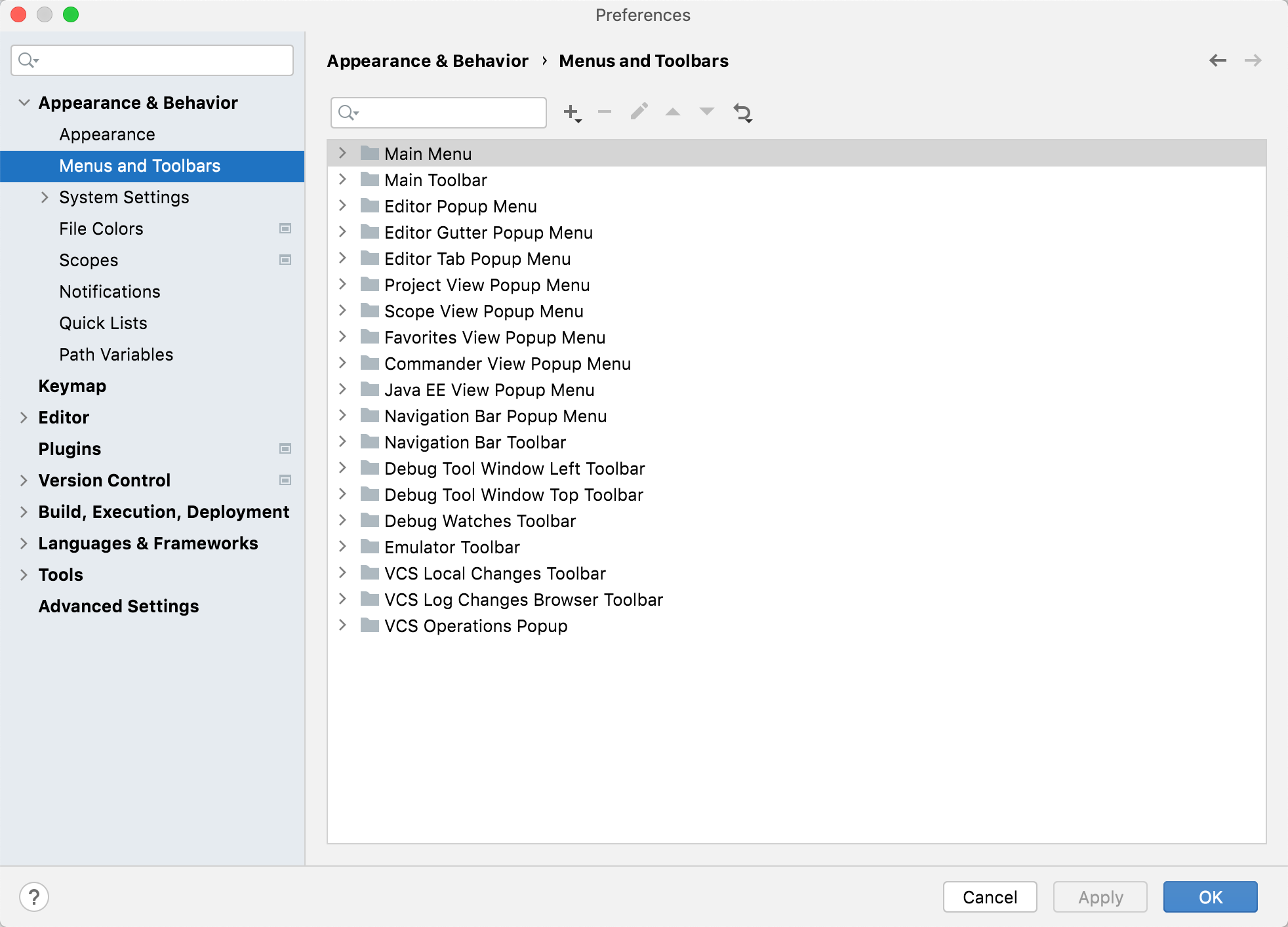 Menus and Toolbars IntelliJ IDEA Documentation